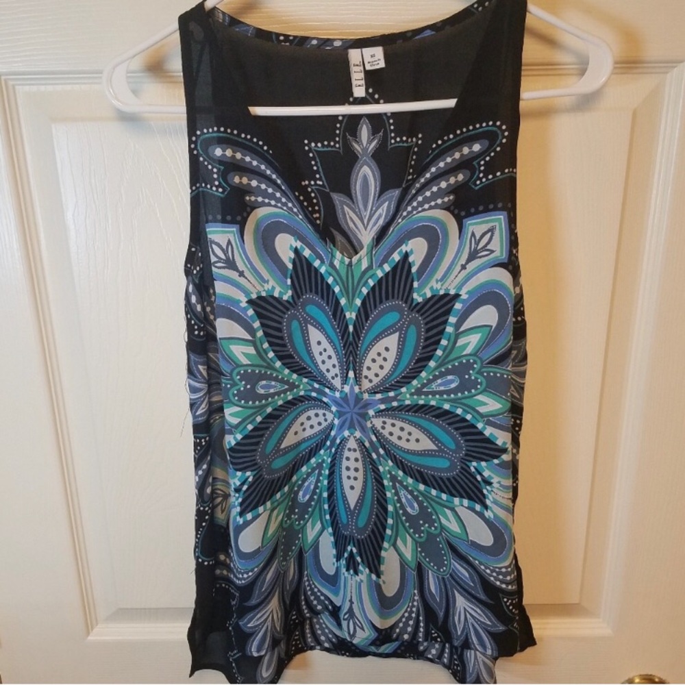 ELLE Sleeveless Shell Top Blue Purple